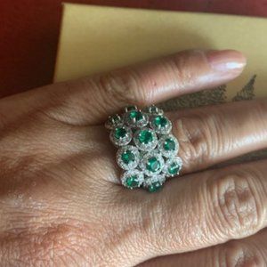 Green Emerald Sterling Silver Ring sz 8
